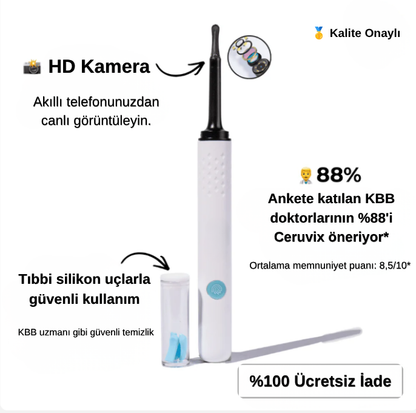 Ceruvix™ Akıllı Kameralı Kulak Temizleme Cihazı